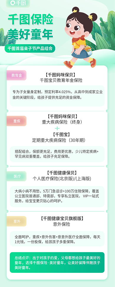 金融理财总结点评选择保险产品组合信息长图