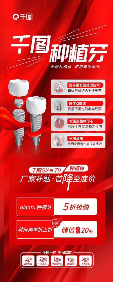 简约风全国十佳口腔牙齿牙科牙医种植牙海报
