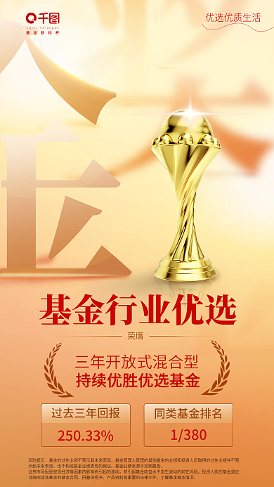 简约基金风险提示招募说明书三年混合基金奖项宣传海报