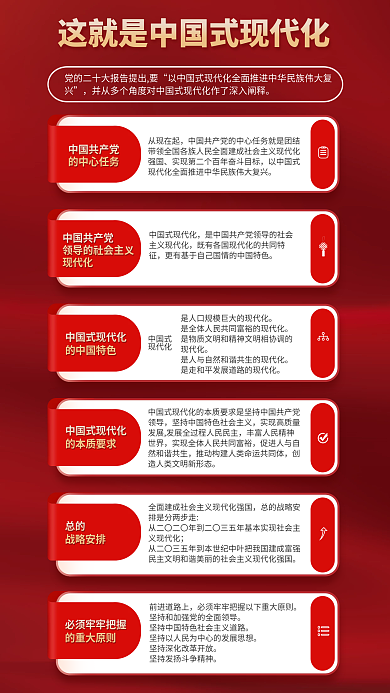 党建风中国共产党的中心任务报告中国式现代化解读海报