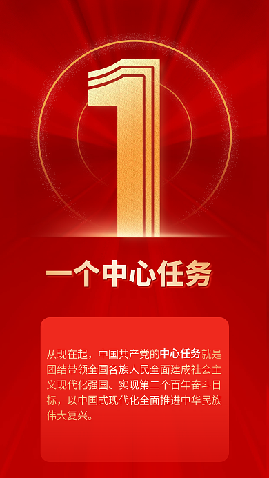 二十大从现在起中心任务9个数字红色党建风海报
