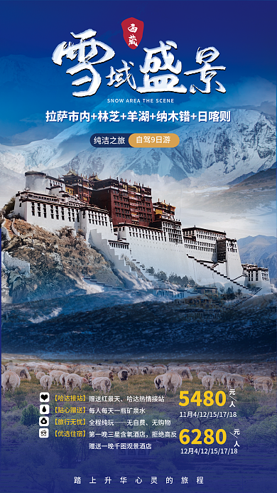 深色背景赠送红景天全程纯玩自驾游经典合成促销海报