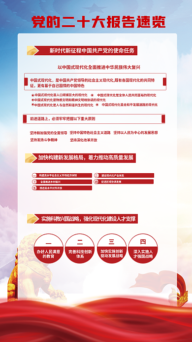 红色党建前进道路上的教育大报告解读宣传系列海报