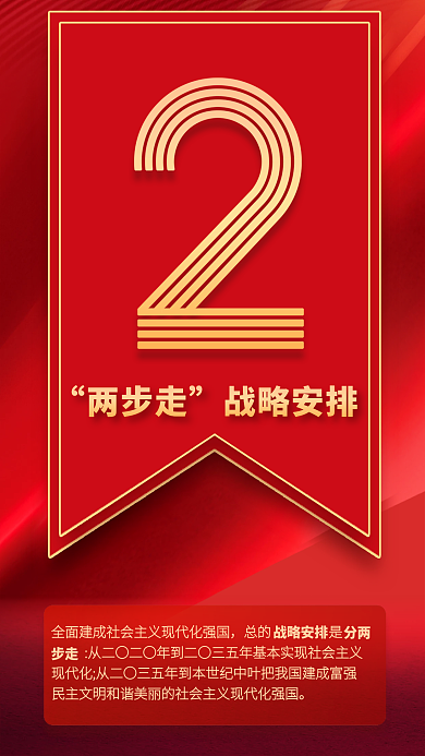 9个数字两步走战略安排速览党的二十大报告海报