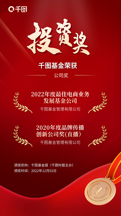 基金奖基金荣获红色喜庆节日质感海报