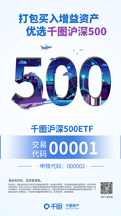 简约数字优选沪深500基金营销海报