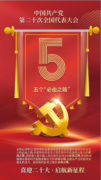 红金党建必由之路喜迎二十大二十大报告系列海报