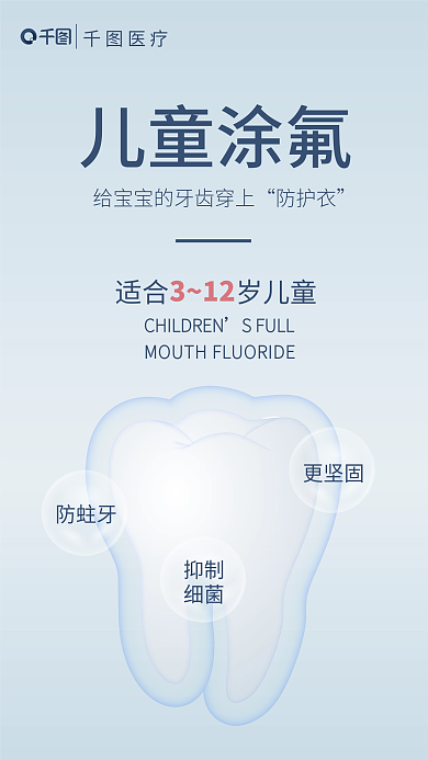 儿童口腔儿童涂氟防蛀牙宝宝牙齿穿上防护衣