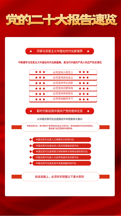 一图前进道路上党的二十大报告解读宣传党建海报