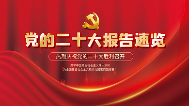 简约红色大会主题自信自强报告解读宣传展板