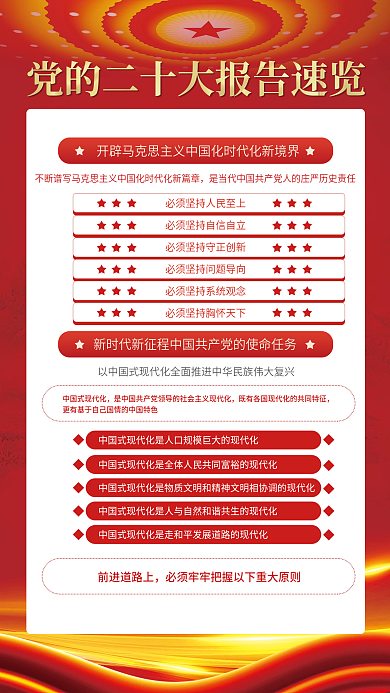 党建红色前进道路上大报告解读宣传系列海报