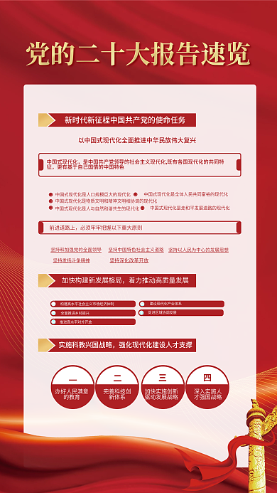 红金党建前进道路上的教育大报告解读宣传系列海报