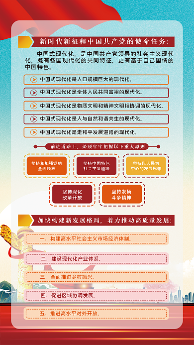 党建二十前进道路上坚持深化解读报告学习展架海报