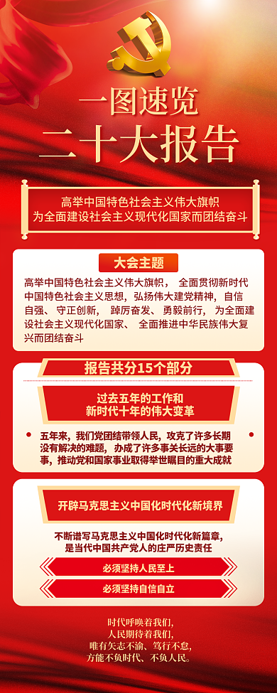 党政司法自强大会主题速览二十大报告手机信息长图