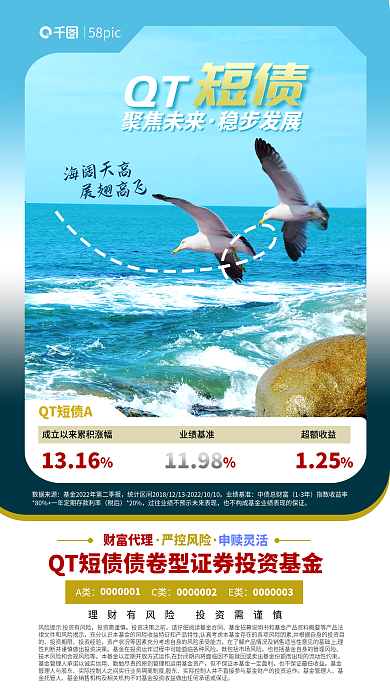 创意极简QT短债A1316风短债基金投资消费海报