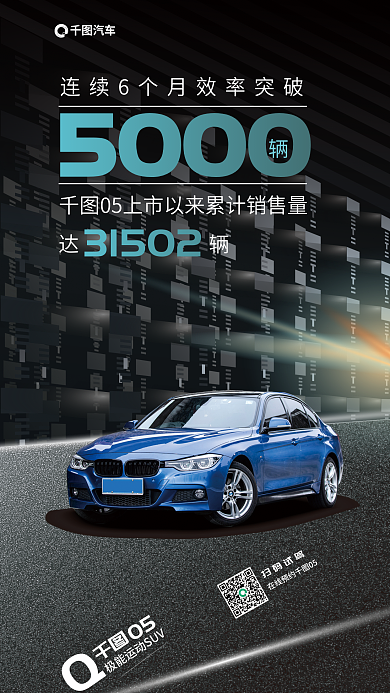 科技风汽车扫码试驾手机海报