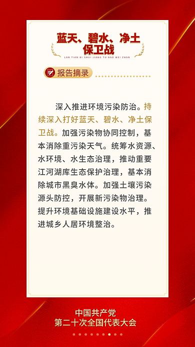 二十大报告摘录蓝天民生的重要表述电商海报