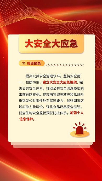 红色党建预防为主报告摘录报告关于民生的重要表述海报