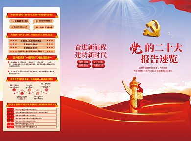 简约风的二十大报告速览二十大报告解读三折页宣传单