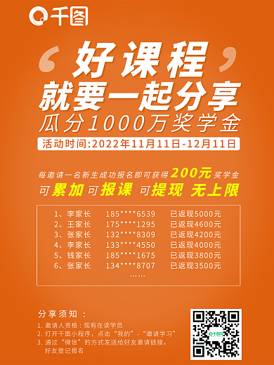 教育培训分享须知点击转介绍海报