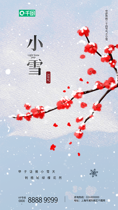 小雪大雪VIP专线0000中国风品牌宣传海报