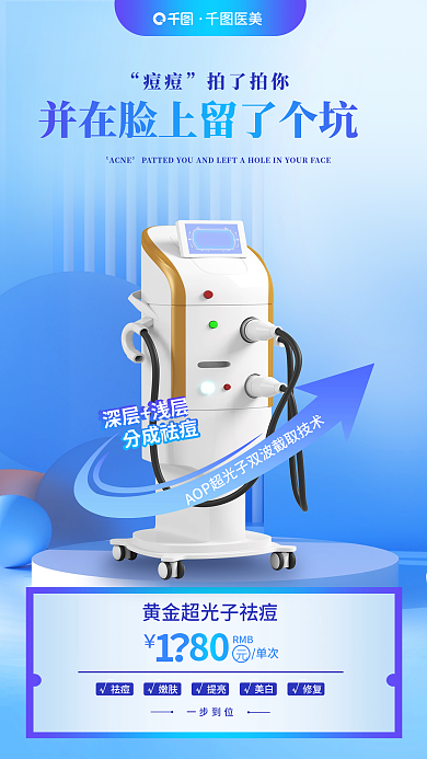 医美仪器超光子医美美容祛痘抗衰促销海报