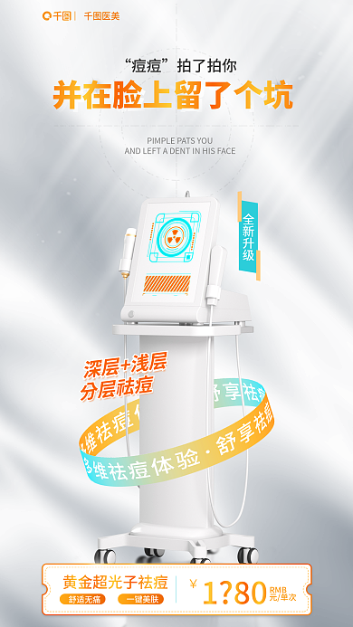 简约留痘痘拍了拍你光子医美祛痘抗衰促销海报