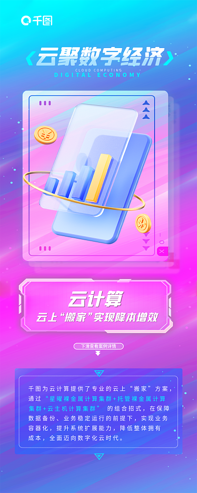 渐变背景云计算云上资讯app赋能信息长图