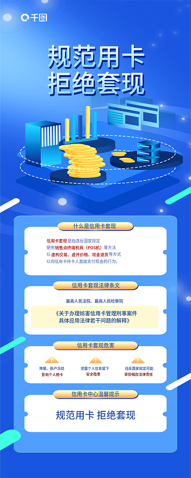 蓝色商务信用卡套现POS机用卡规范信息长图
