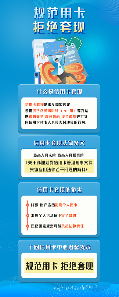 插画风规范用卡安全隐患理财信用卡使用知识科普信息