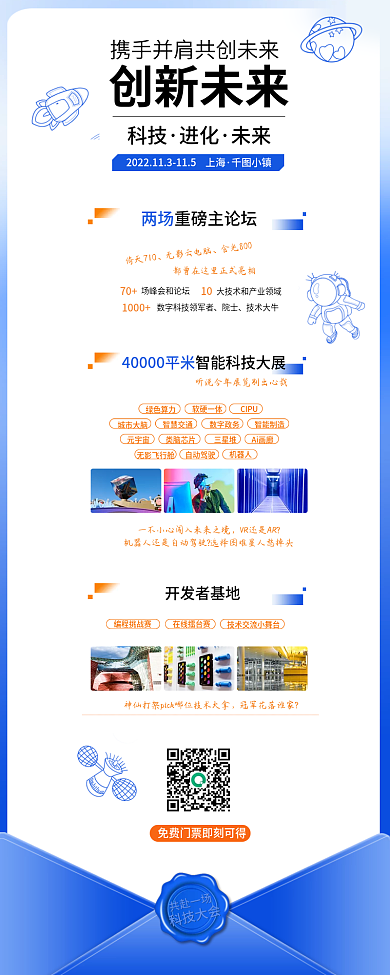 数据科技大会会议邀请函宣传信息长图