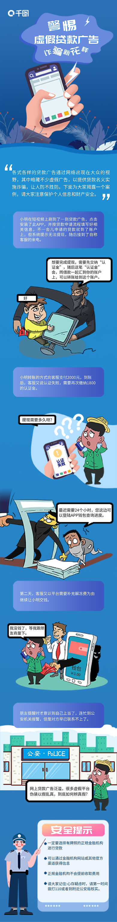 金融理财需要先交纳认证金贷款防诈骗信息长图