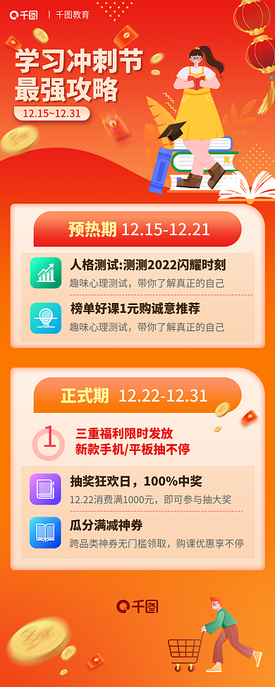 网课知识预热期丨教育营销上课信息长图