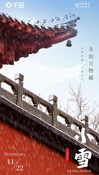 摄影图小雪冬始万物藏十月廿九借势海报