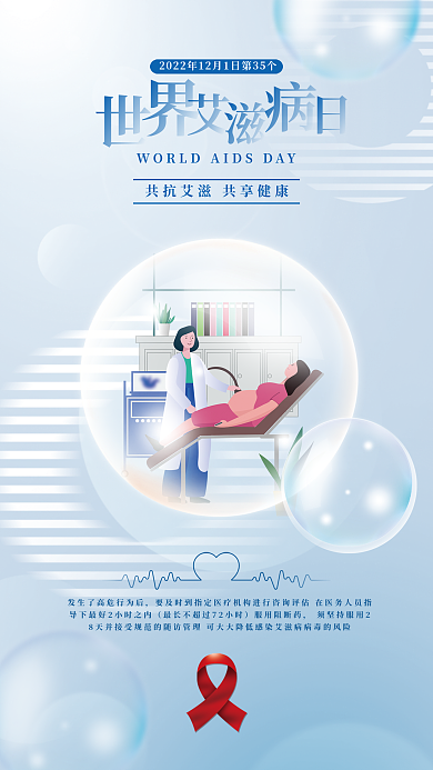 世界艾滋病服用阻断药艾防艾公益海报