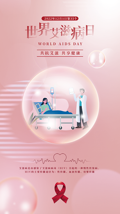 世界艾滋病HIV性传播艾防艾公益海报