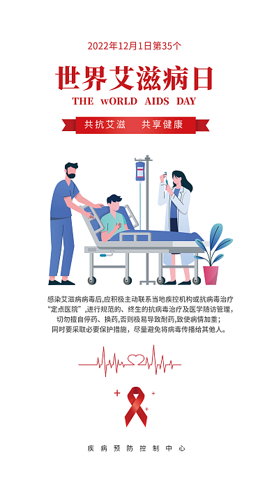 世界艾滋病定点医院进行规范的艾防艾公益海报