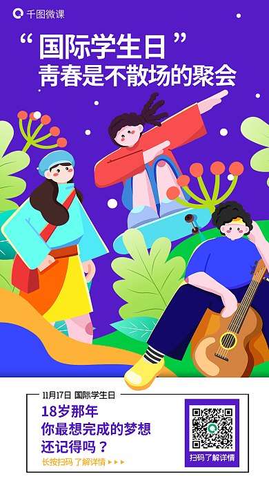 国际学国际学生日18岁那年生日借势海报