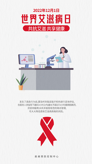 矢量红色日知艾防艾公益海报