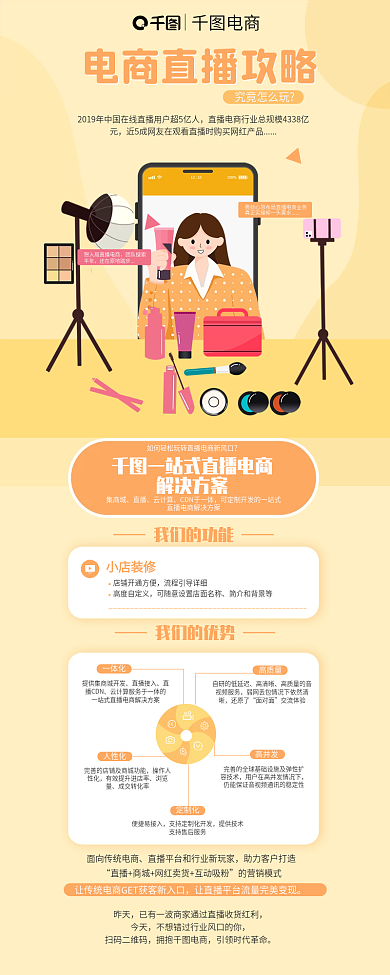 云计算一站式直播电商解决方案新媒体长图