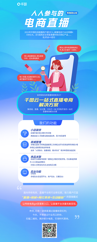 云计算一站式直播电商解决方案信息长图