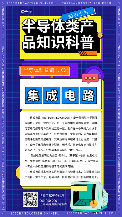 扁平风半导体半导体类产品知识科普科普宣传海报