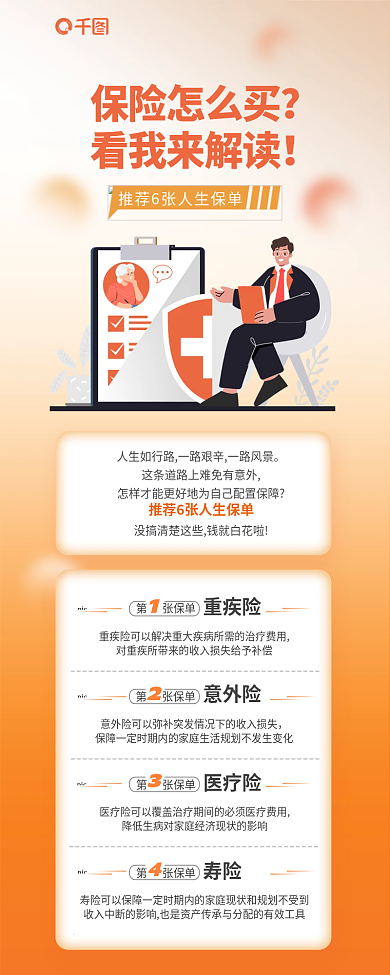 保险推荐保险怎么买看我来解读介绍保险科普保险介绍长图