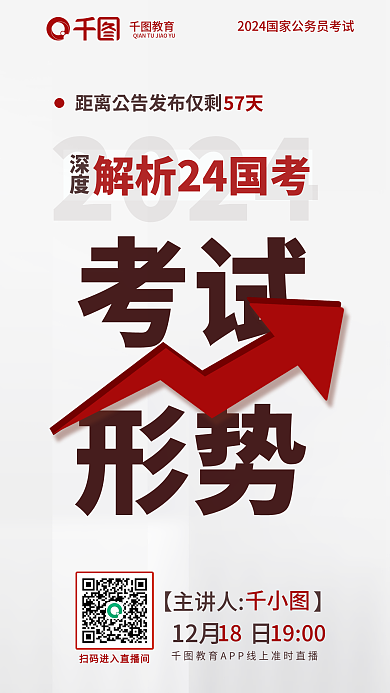 简约风教育2024深度解析24国考考试形势海报