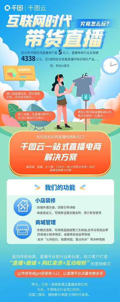 云计算一站式直播电商解决方案信息长图