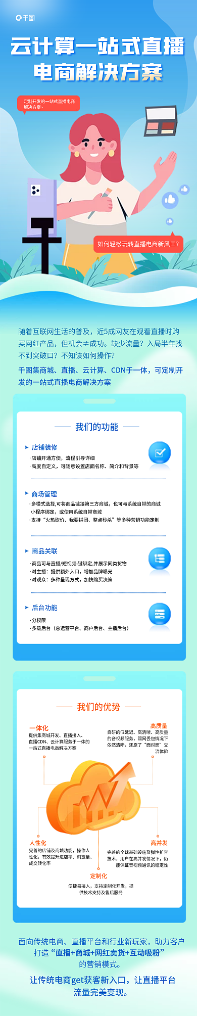 一站式直播简约电商解决方案云计算产品海报