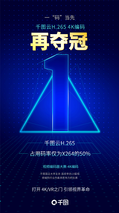深色点当先再夺冠占用码率技术进步宣传海报