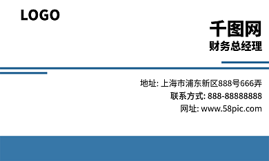 蓝色梦幻财务总经理LOGO商务名片