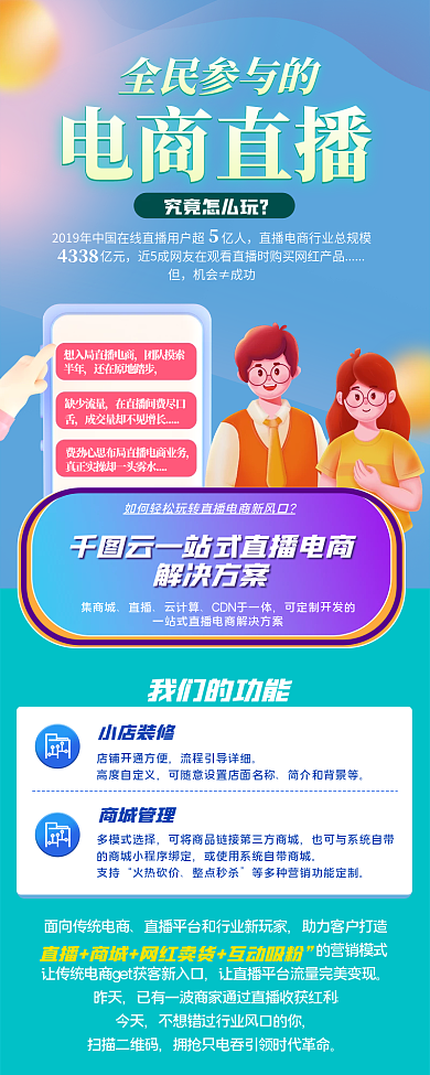 新媒体云计算科技互联网直播电商长图