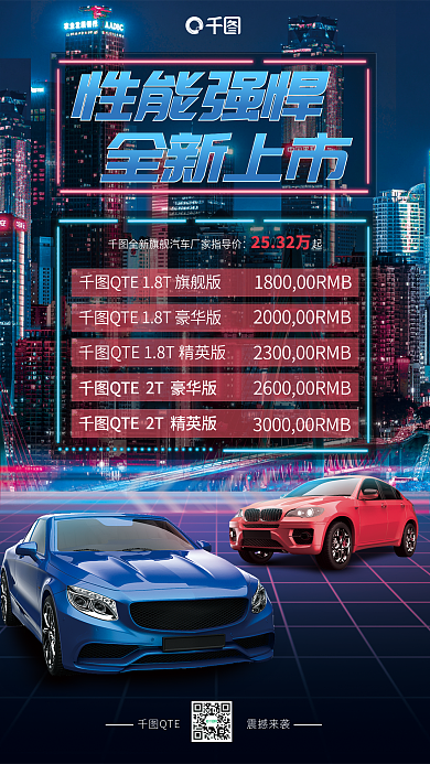 赛博朋克性能强悍2532万汽车新车介绍上市宣传海报